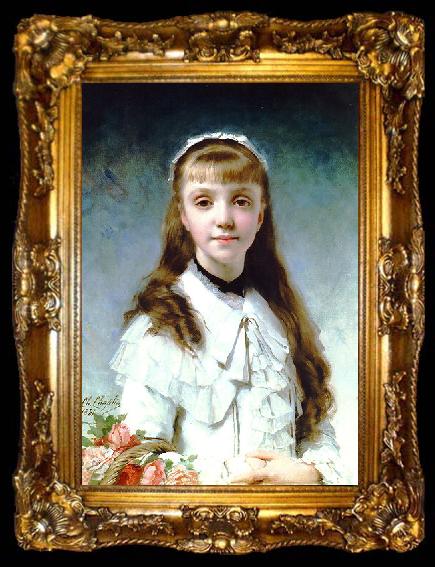 framed  Charles Joshua Chaplin Portrait of a young girl, ta009-2